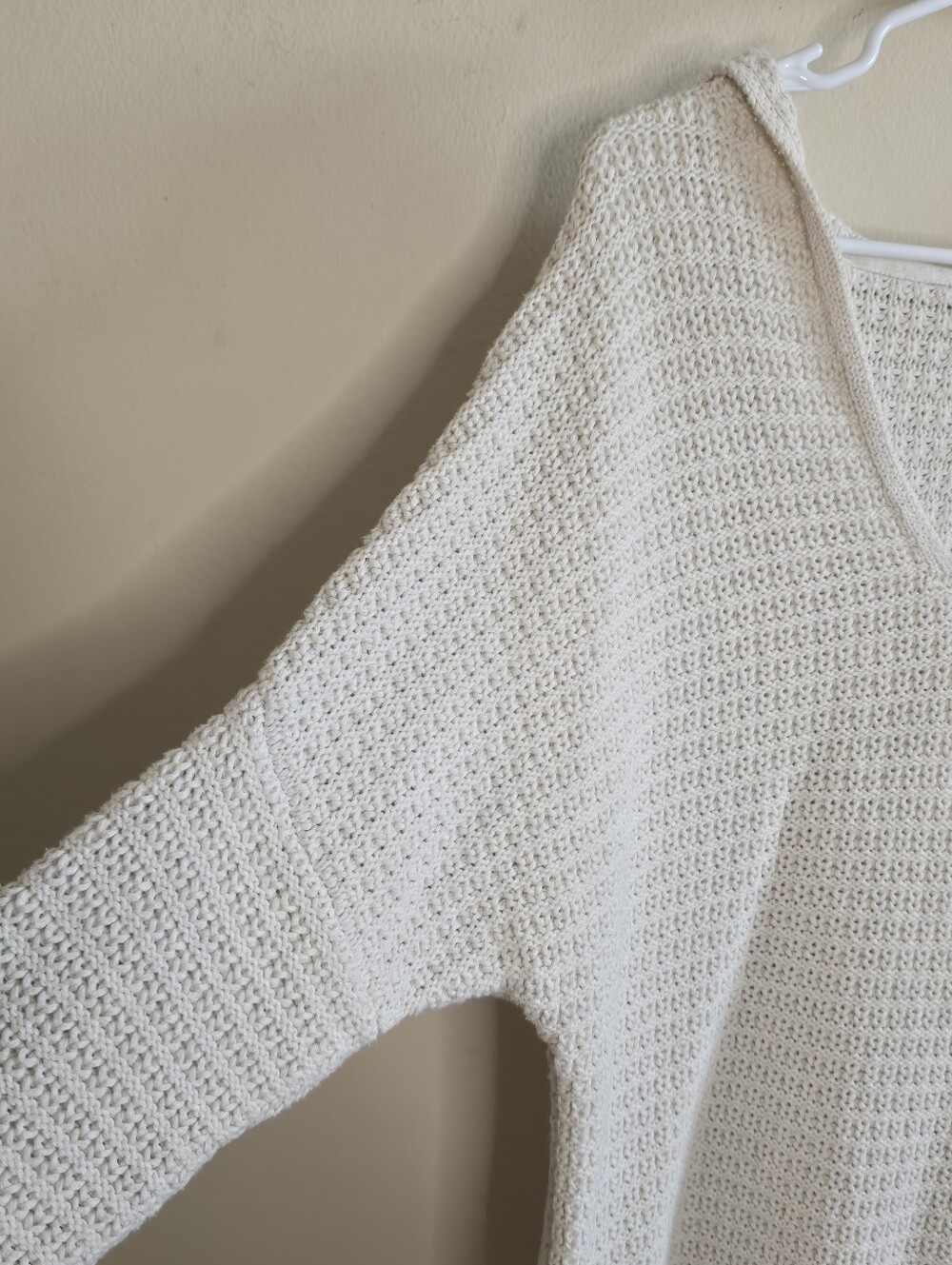 Rachel Zoe Hooded Crochet Knit Sweater Women’s Large Cream Heavyweight - Picture 4 of 11